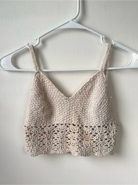 Hollister XS cream/beige knitted bralette crop top